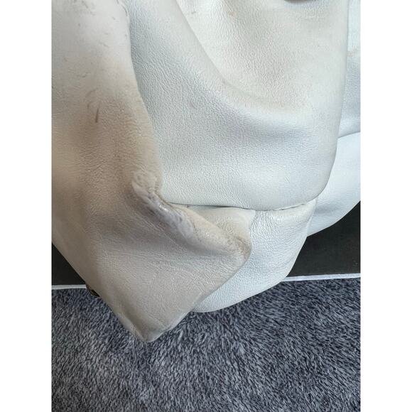 FURLA Ruched White X-Large Leather Shoulder Bag Purse Tote - Picture 14 of 15